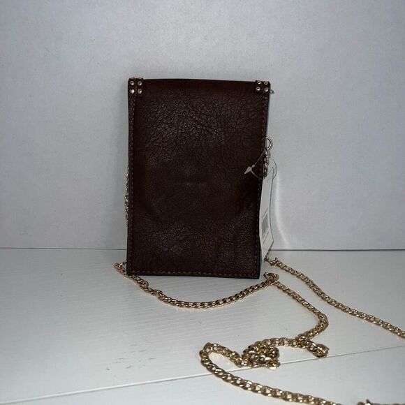 Crossbody Phone Purse Black With Gold Studs With Two Pockets Women’s Shoulder - Picture 4 of 5